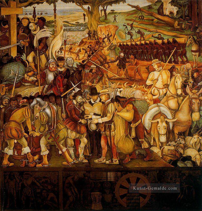 Kolonisation der großen Stadt von Tenochtitlan 1952 Diego Rivera Ölgemälde